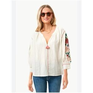 Roller Rabbit Embroidered Floral Boho Top